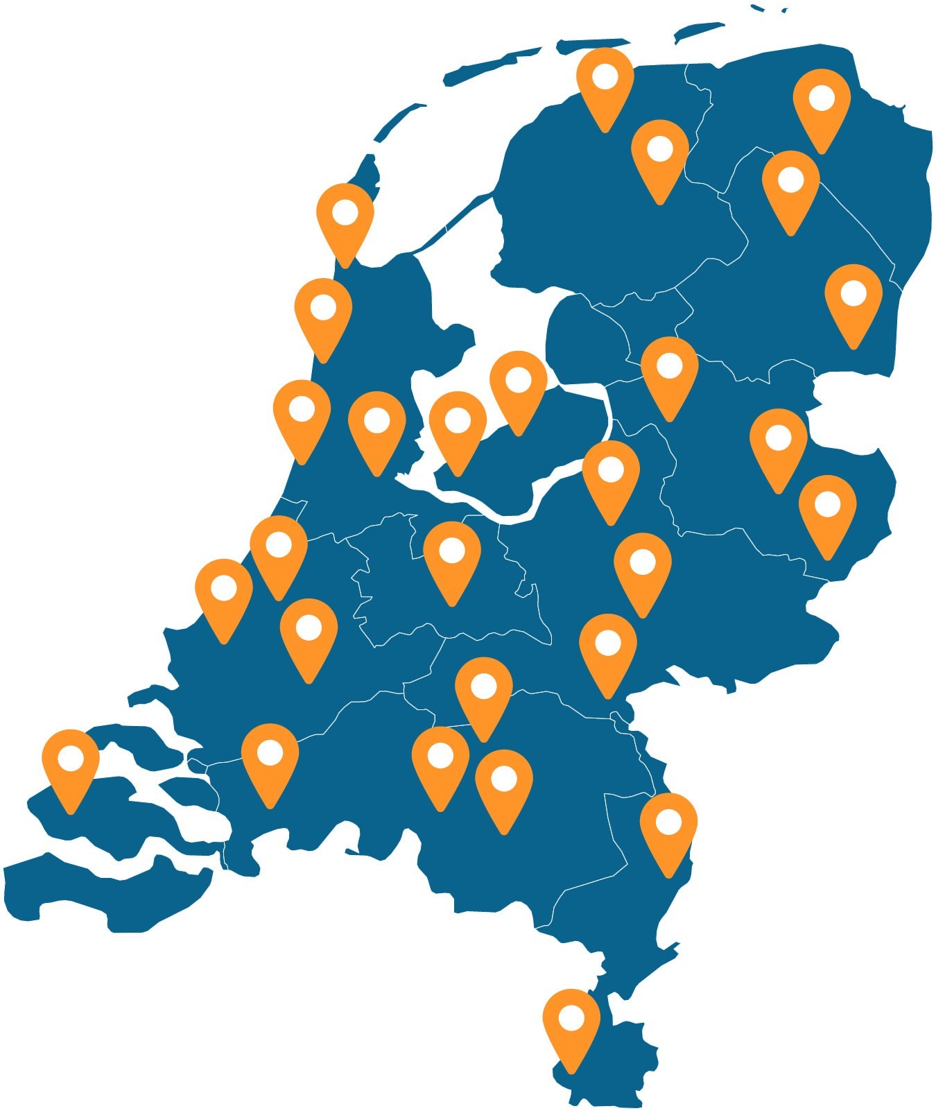 Plattegrond locaties in nederland